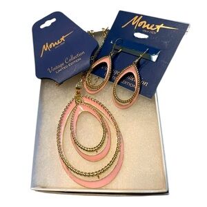 NWT Vintage Collection Limited Edition Monet Pink and Gold Necklace Set